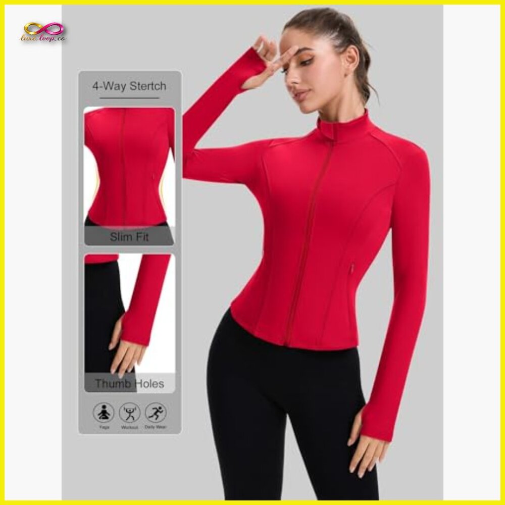 Cropped Athletic Jacket Full Zip Lightweight Slim… - image 5